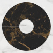 ニューイヤーイブパーティーブラック金ゴールド大理石ライト ワイングラスタグ (裏面)