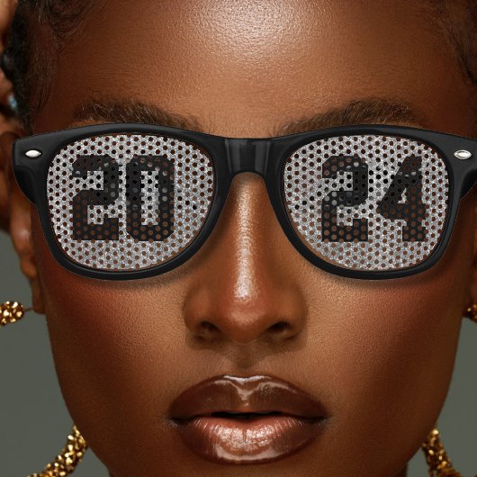 ニューイヤーイブパーティーブラック&シルバーグリッター レトロサングラス