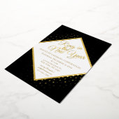 ニューイヤーイブパーティーブラック&金ゴールドグリッター 箔招待状 (回転した状態)