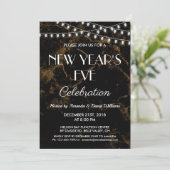 ニューイヤーイブパーティーライトブラックマーブル金ゴールド 招待状 (スタンド正面)