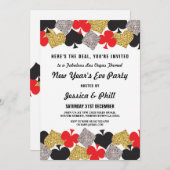 ニューイヤーイブパーティーラスベガスカジノグリッター招待状 招待状 (正面/裏面)