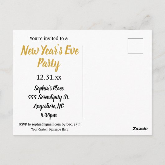 ニューイヤーイブパーティーヴィンテージアールデコ招待状 ポストカード (裏面)