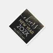 ニューイヤーイブパーティー応援ブラックと金ゴールド紙吹雪 スタンダードカクテルナプキン (角)