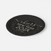 ニューイヤーイブパーティー応援ブラックと金ゴールド紙吹雪 ペーパープレート (アングル)