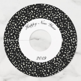 ニューイヤーイブパーティー紙吹雪スター白黒 ワイングラスタグ