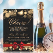 ニューイヤーイブパーティー金ゴールド疑問に思ウィンターレッドボウ 招待状