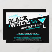 ニューイヤーイブ白黒パーティの招待状 招待状 (正面/裏面)