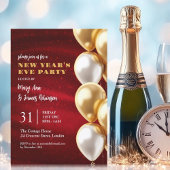 ニューイヤーイブ赤金ゴールドきらめくシークンズ風船 招待状