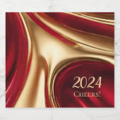 ニューイヤーイブ輝くワインラベル – 赤と金ゴールド- スパークリングワインラベル (シングルラベル)