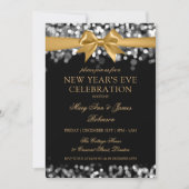 ニューイヤーイブ金ゴールドシルバーきらめくライツボウ 招待状 (正面)
