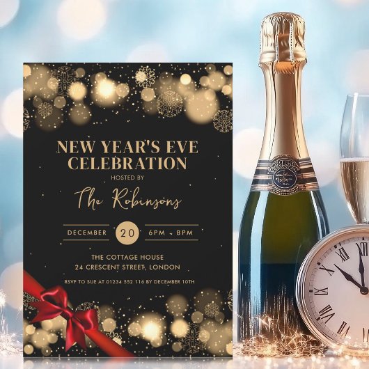 ニューイヤーイブ金ゴールドブラックウィンター疑問に思レッドボウ 招待状