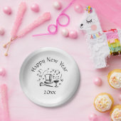 ニューイヤーイブ・シルバーデイテッド ペーパープレート (パーティー)