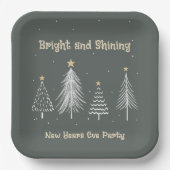 ニューイヤーイブ、ブライト&ホリデー輝くパーティー ペーパープレート (正面)