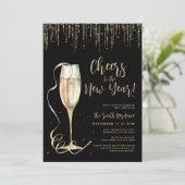 ニューイヤーイーブブラック&金ゴールドパーティの招待状 招待状 (スタンド正面)