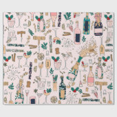 ニューイヤーエブシャンパンクリスマスカクテルワイン ラッピングペーパー (フラット)