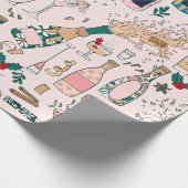 ニューイヤーエブシャンパンクリスマスカクテルワイン ラッピングペーパー (角)