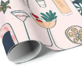 ニューイヤーエブシャンパンクリスマスカクテルワイン ラッピングペーパー (ロールコーナー)