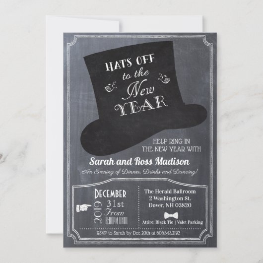 ニューイヤーエブトップハットチョーク招待状 招待状 (正面)
