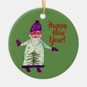 ニューイヤーカスタムサンタクロースサークルオーナメント セラミックオーナメント (正面)