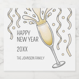 ニューイヤーシャンパングラス スパークリングワインラベル