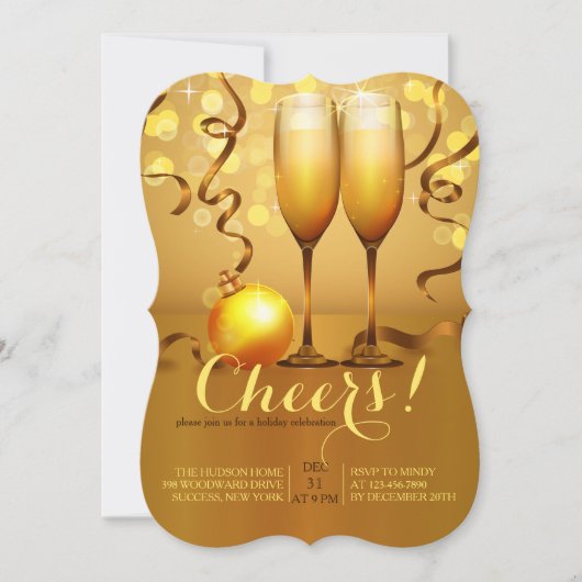 ニューイヤーシャンパントースト招待状 招待状 (正面)