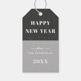 ニューイヤージオメトリックホリデーギフトタグ - ブラック ギフトタグ