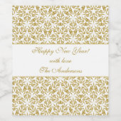 ニューイヤースターズラグジュアリーパターンパーソナライズされた金ゴールド ワインラベル (シングルラベル)