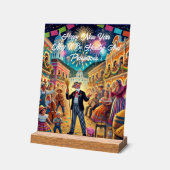 ニューイヤーズイブお祝いエルアーノビエホ アクリルサイン (傾斜)