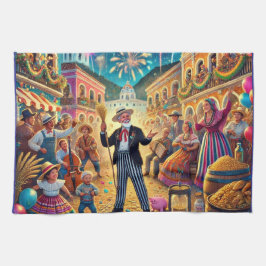 ニューイヤーズイブお祝いエルアーノビエホ キッチンタオル