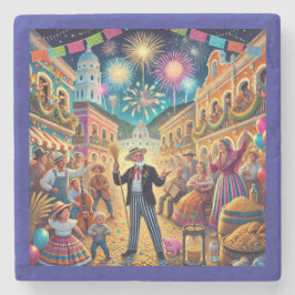 ニューイヤーズイブお祝いエルアーノビエホ ストーンコースター