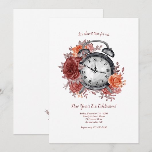 ニューイヤーズイブがもうすぐ！ 招待状 (正面/裏面)