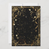 ニューイヤーズイブのメニュー | エレガントなブラック＆ゴールドのグリッター 招待状 (裏面)