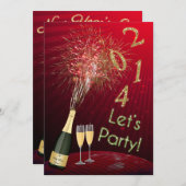 ニューイヤーズイブの花火パーティー招待状 招待状 (正面/裏面)