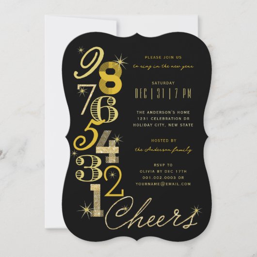 ニューイヤーズイブカウントダウングリッターホリデーパーティー 招待状 (正面)
