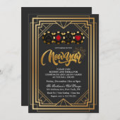 ニューイヤーズイブカジノベガスブラックアンド金ゴールド 招待状 (正面/裏面)