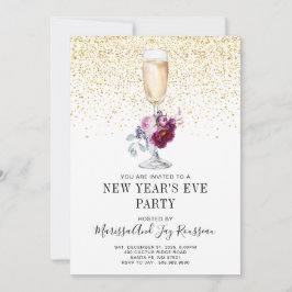 ニューイヤーズイブシャンパングラスパーティの招待状 招待状