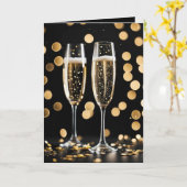 ニューイヤーズイブシャンパンフルテス カード (黄色い花)