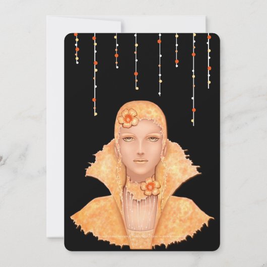 ニューイヤーズイブパーティの招待状ゴールデンレトロ女性 招待状 (裏面)