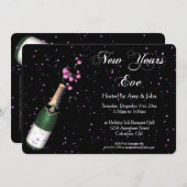 ニューイヤーズイブパーティの招待状シャンパンボトル2 招待状 (正面/裏面)