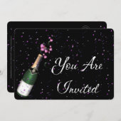 ニューイヤーズイブパーティの招待状シャンパンボトル 招待状 (正面/裏面)