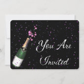 ニューイヤーズイブパーティの招待状シャンパンボトル 招待状 (正面)