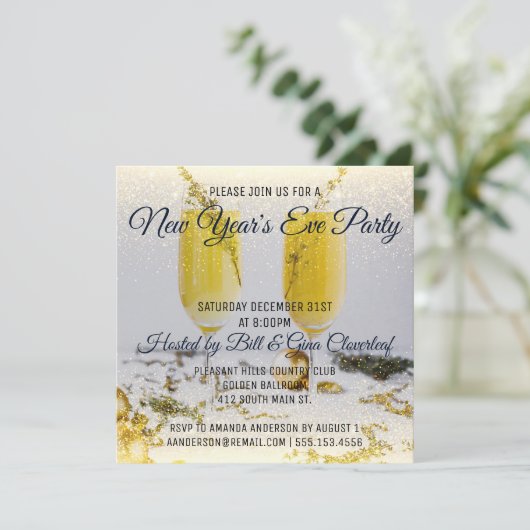 ニューイヤーズイブパーティの招待状ラグジュアリー 招待状 (スタンド正面)