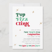 ニューイヤーズイブパーティの招待状レトロボホおもしろい 招待状 (正面)