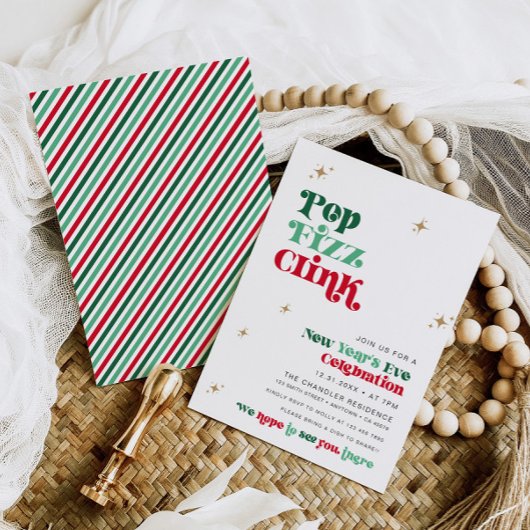 ニューイヤーズイブパーティの招待状レトロボホおもしろい 招待状