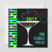 ニューイヤーズイブパーティーのコンフェッティコックテイル招待状 招待状 (裏面)