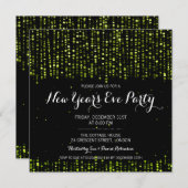ニューイヤーズイブパーティースターコンフェッティグリーン 招待状 (正面/裏面)