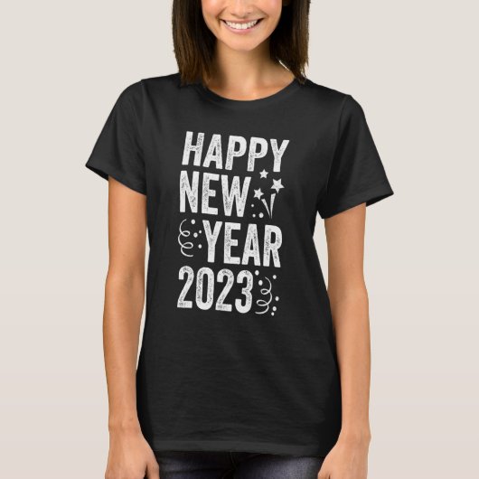 ニューイヤーズイブパーティー用品子供NYE 2023ハッピー Tシャツ (正面)