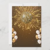 ニューイヤーズイブパーティー ゴールドディスコボールグリッター 招待状 (裏面)