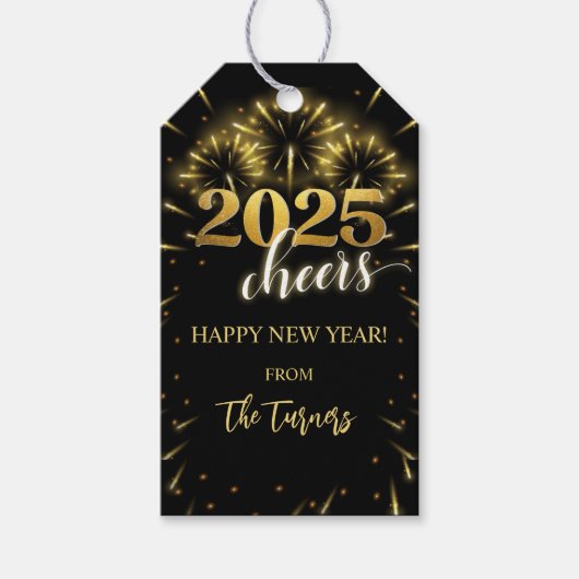 ニューイヤーズイブパーティー ゴールド&ブラック ギフトタグ (正面)