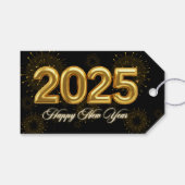 ニューイヤーズイブパーティー ゴールド＆ブラック ギフトタグ (正面(横))